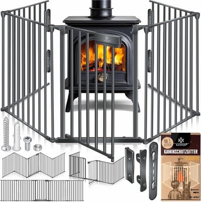 KESSER Fireplace Protection Grille with Door, 420 cm, Metal, Oven Protection Grate, Walk Grate, Animal Protection Grate, Door Protection Grille for Child Safety, 7-Piece Elements (Each