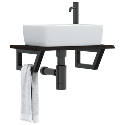 vidaXL - Badkamer - wandschap - staal - en - massief - eikenhout