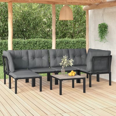 vidaXL - 7-delige - Loungeset - poly - rattan - zwart - en - grijs