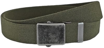 Landley Elastische Canvas Riem met Metalen Schuifgesp - Stretch - Koppelriem - Dames / Heren - Unisex - Groen - Lengte totaal 100 cm / Riemmaat 85