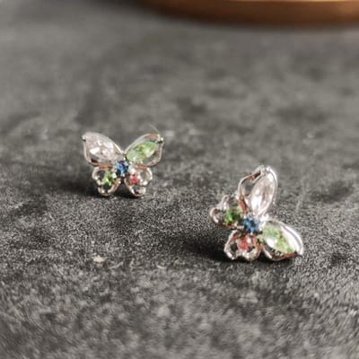 Gading® dames vlinder oorknoppen zirkonia- 10mm-10mm-zilver