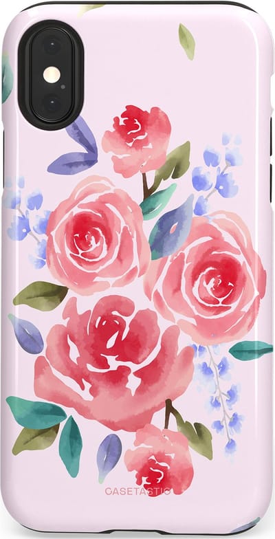 Casetastic hoesje geschikt voor Apple iPhone X / Apple iPhone XS - Dubbellaagse bescherming - Aquarel pracht - Fashion Case - Lichtroze Lavendel