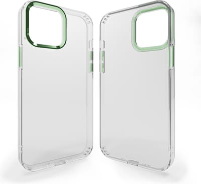 Coverzs telefoonhoesje geschikt voor Apple iPhone 13 Pro Max hard case met metalen camera bumper - doorzichtige hard cover met opstaande randen rondom camera - camera bescherming - groen