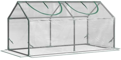 Mini Kas met Raam - Tunnelkas - PE-kas - Kweektunnel - Kweekkas - Kastunnel - Groentekas - Plantenhuis - Plantenteelt - Tomatenkas - voor Groenten, Bloemen, en Planten - Stalen Folie - 120 x 60 x 60 cm - PE-gaasfolie - Transparant