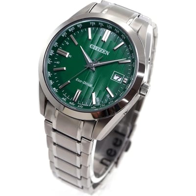 [Citizen] Lichtaangedreven Eco-Drive Radiogestuurd Horloge Waterdicht Groen CB0261-53W Heren Zilver