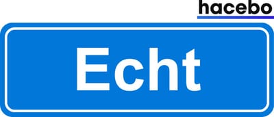 Hacebo - Plaatsnaam Sticker - 29x10 CM - Echt sticker - Verkeersborden sticker - grappige cadeaus - Echt