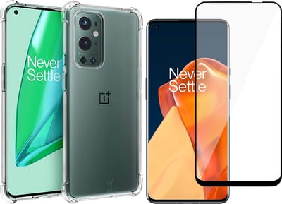 Hoesje geschikt voor OnePlus 9 Pro - Transparant Shock Proof Case + Screen Protector Glas Full