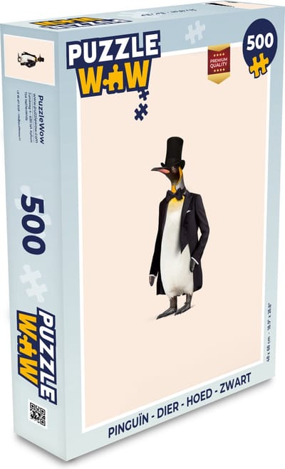 Puzzel Pinguïn - Dier - Hoed - Colbert - Zwart - Legpuzzel - Puzzel 500 stukjes