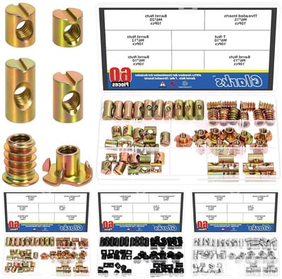 60 Stuks M6 x 10/12/15/20mm Gegalvaniseerde Barrel Cross Dowels en Slotted Moeren Set, Inclusief 40 Barrel Moeren en 10 M6x10mm 4-Pronged Tee Moeren voor Meubelassemblage en Klusprojecten
