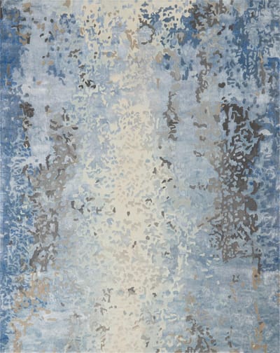 Nourison Prismatic Vloerkleed - 114 x 175 cm - Blauw - Rechthoekig - Wol, Luxcelle - Eetkamer, Woonkamer - Abstract - Design, Industriëel, Modern
