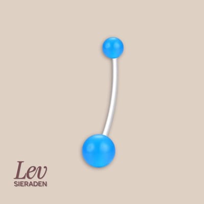 Lev Sieraden - 1.6x38mm zwangerschaps piercing - Transparant blue - UV acryl piercing - PTFE/Bioplast/Bioflex