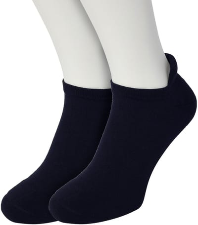 Bonnie Doon Unisex Sneaker Sokken Deluxe Dames Donkerblauw maat 36/42 - Dames en Heren - 2 paar - Badstof Binnenzool - Gladde teennaad - Zeer Comfortabel en Zacht - Zacht Hiel Kussen tegen Vuil - Sport - Sneakersokken - Navy- Dark Blue - OL631050.8