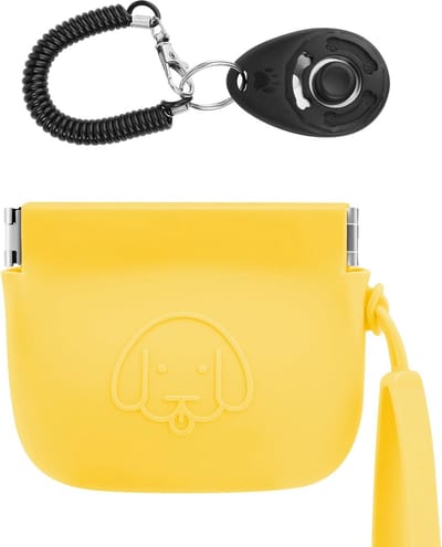 Honden Snoepzakje - Voer Pouch Trainertas - Hondentraining Wandelen - Automatische Sluiting - 10 x 8 x 4 cm - Geel