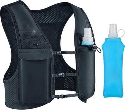 Famanu – Hardloopvest voor Vrouwen en Mannen - Verstelbare Borstriemen Hardloophydratatievest met 500ml Waterfles - Lichtgewicht Reflecterend Hardloopvest met Telefoonhouder