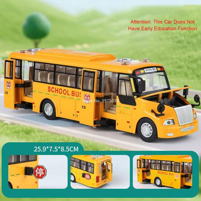 1:24 Schoolbus Miniatuur Modellen Auto's Speelgoed Legering Diecast Wiel Pull Back Model Geluid Licht Auto Voertuig Verjaardagscadeaus Voor Vrienden