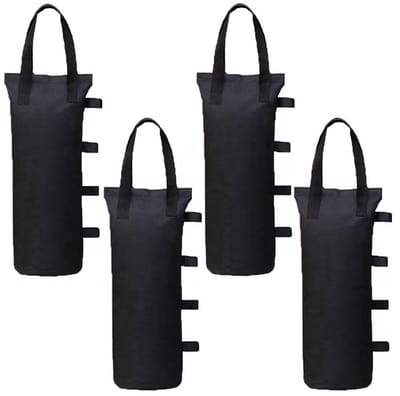 4 stuks - Tentgewichten - Zandzakken - Ballastzakken - Lege Zandzakken voor Partytent - 20 x 47cm - 600D Oxford - Zwart - 10kg Draagvermogen - Paviljoen Gewichten - Klittenbandsluiting - Stabiele Basis