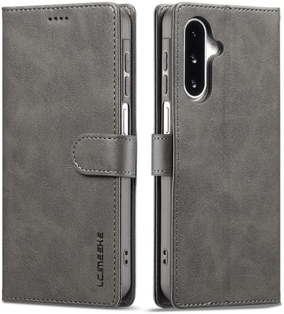 LC.IMEEKE Hoesje - Geschikt voor Samsung Galaxy A17 Hoesje - LC.IMEEKE Luxe Book Case - Grijs