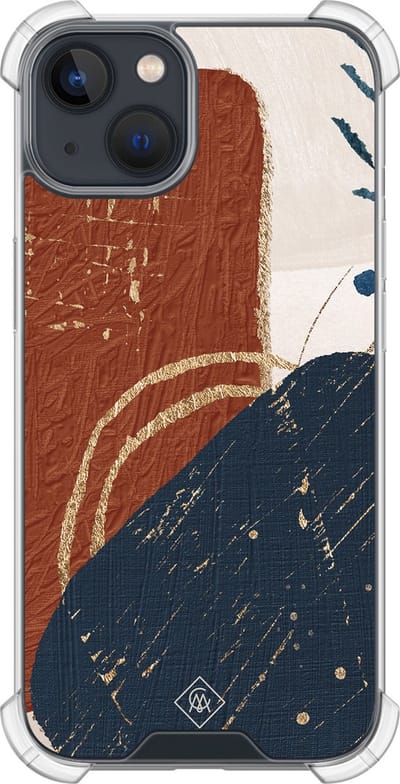 Casimoda® hoesje - Geschikt voor iPhone 13 Mini - Abstract Terracotta - Shockproof case - Extra sterk - TPU/polycarbonaat - Multi, Transparant