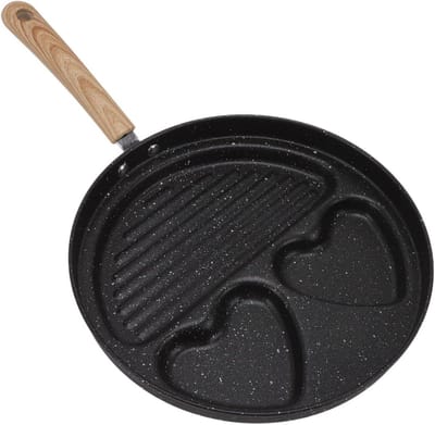Gedeelde Koekenpan - Omeletpan Steakpan - Ontbijt Bereiden - Antiaanbaklaag - 42.5x26.5cm - Zwart