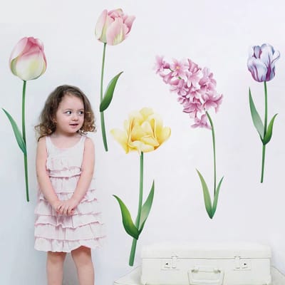 Dailygoods- Muurstickers Bloemen - Grote Bloem Muurstickers - Wanddecoratie Slaapkamer - Wanddecoratie Woonkamer - Muurstickers Kinderkamer - 100% Vriendelijk Vinyl