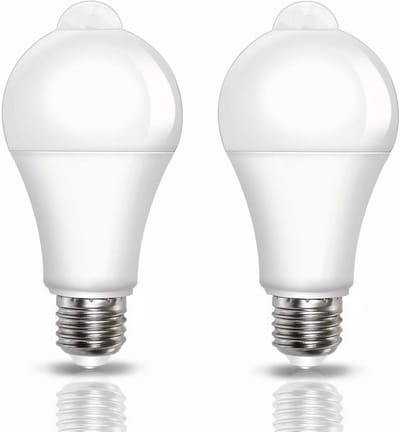 GELLDG E27 LED-buizen - 2 stuks - 9W - LED-lamp met PIR-sensor - Automatisch aan/uit - 120 graden detectiehoek - 800LM - 6500K koud wit - 220V - Geschikt voor gang, trap, garage - Kunststof