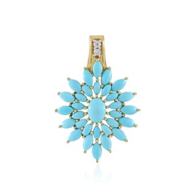 Cavill - Zilveren hanger verguld 925 sterling - Sleeping Beauty Turkoois ovaal en marquise cabochon 4,92 ct - Elegante turkoois ster hanger dames