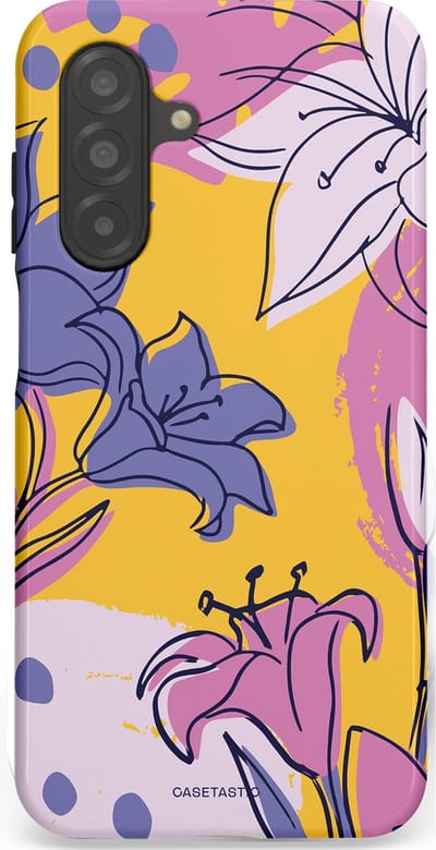 Casetastic Hoesje Geschikt voor Samsung A26 - Stijlvolle Beschermende Duo-layer Case - Paarse Lelie Kunst