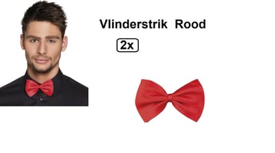 2x Vlinderstrik rood Kids - strik festival gala huwelijk thema feest verkleedstrik verkleed accesoires
