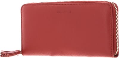 COCCINELLE Leren Portemonnee Tassel Zip Around Wallet Acero Donkerrood