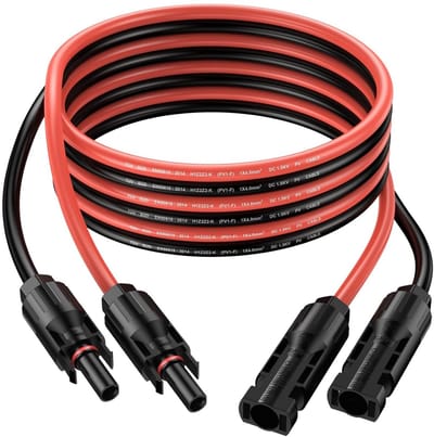 EXCITAT Zonnepaneelkabel - Verlengkabel voor fotovoltaïsche zonnepanelen - IP67 waterdicht - Met vrouwelijke en mannelijke connectoren - 4 mm²/12AWG - 3 m - 2 stuks
