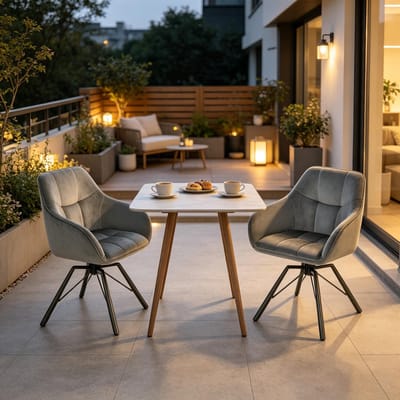 Draaibare Eetkamerstoelen - Set van 2 -Brede Keukenstoelen - Comfortabele Eetstoel - Stoelen met Zachte Rugleuning - Moderne Keukenstoel - Draaistoel - Gestoffeerde Stoelen - Woonkamer Stoel - grijs