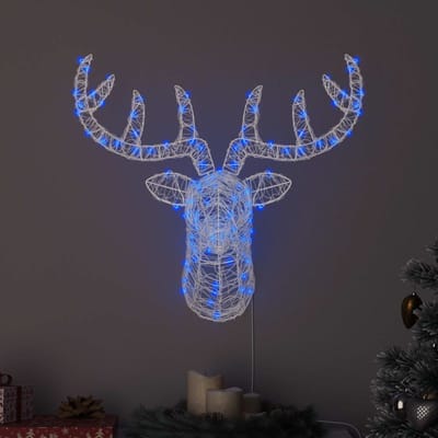 vidaXL - Hertenkop - 140 - LED's - Blauw - 68 - x - 36,5 - x - 62,5 - cm - Acryl
