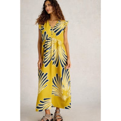 White Stuff Lorna Linen Blend Maxi Dress Yellow Print Taglia: 20 REGULAR | Maxi abiti Outlet | Donna | Bianco