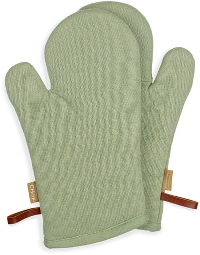 CH&F Bellavarde Celadon Ovenwant Groen | 18x33 cm | Set van 2 | Hittebestendig tot 250°C | Ovenhandschoen met Ophanglus | Duurzaam Keukentextiel