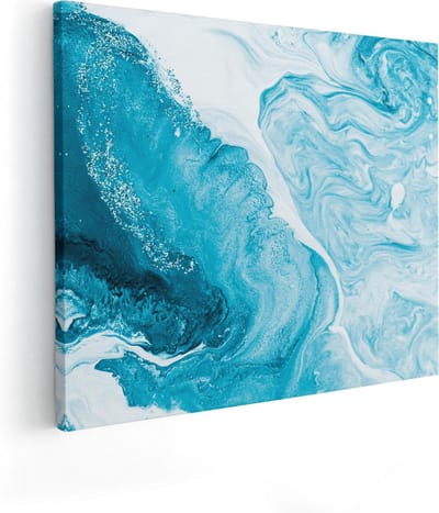 Artaza Canvas Schilderij Marmer Abstract - 50x40 cm - Wanddecoratie Blauw - Muurdecoratie Abstracte Kunst - Kamer Accessoires