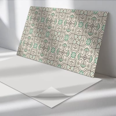 Wallfluent Vinyl Tegels - Patroon met Geometrische Motieven Wand PVC Tegels - 40 cm x 20 cm - Beige Vinyl Tegels - Verpakking van 10 stuks - Rechthoek PVC Tegels - Texturen Plaktegels - Vinyl Tegels Zelfklevend - Plaktegels Keuken en Badkamer