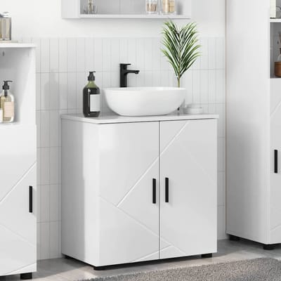 vidaXL - Badkamerkast - Hoogglans - wit - 61 - x - 35 - x - 64 - cm - Bewerkt - hout, - Metaal