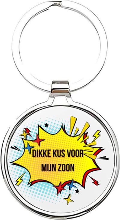 Akyol - Dikke kus voor mijn zoon Sleutelhanger - 420 - De leukste zoon - Zoon sleutelhanger - kind sleutelhanger - Sleutelhanger zoon - Familie sleutelhanger - cadeautje - Zoon cadeau - boy - de liefste zoon - 4 x 7,5 CM