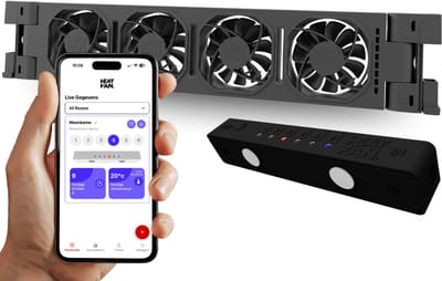 Heatfan 4 - Single Set - Zwart - Radiator Ventilator – Radiator Ventilator – met WIFI Controller – Energiezuinige Radiator Fan voor Verwarming – Geschikt voor radiatoren van 40 cm t/m 70 cm