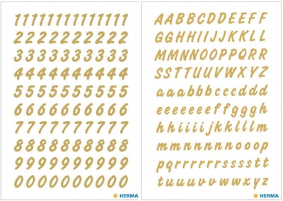 Herma stickervellen letters en cijfers - 8x vellen - goud - 8 mm - watervast