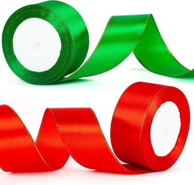 Dikke satijnen kerstlinten in rood en groen van 40mm - Perfect voor cadeauverpakking, kerstcadeautassen en decoratie van taarten en strikken.