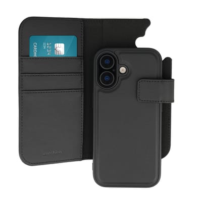 imoshion Hoesje - Geschikt voor Apple iPhone 16 - Uitneembare 2-in-1 Luxe Bookcase - Zwart