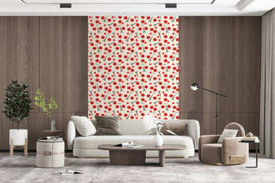 Behang - Fotobehang Patronen - Parijs - Eiffeltoren - Bloemen - Breedte 200 cm x hoogte 300 cm