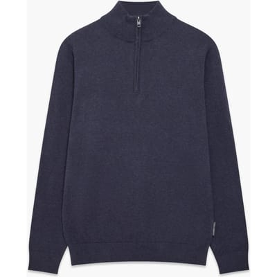 French Connection 1/2 Zip Cotton Marine Mel Maat: S | Longsleeves Outlet | Heren | Blauw