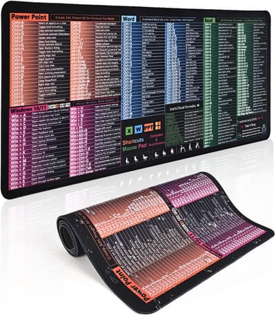 Namajunas - Muismat - Extended Gaming Muismat - Excel Cheat Sheet onderlegger 80x30 CM - Waterdichte - Antislip Materiaal - Grote Muismat - voor Kantoorgebruikers Mousepad - Desktop Mat - Zwart