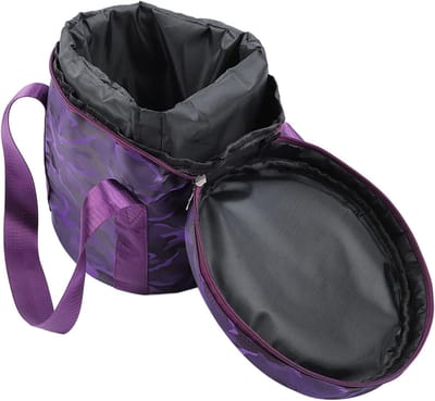 Dikke Opbergzak voor Paarse Kristallen Singing Bowl met Dubbele Rits en 2 Buitenste Vakken, 20 cm, Muziek en Meditatie Accessoire