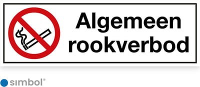 Simbol® - Sticker Algemeen Rookverbod - Formaat 5 x 15 cm.