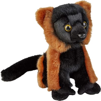 Ravensden Pluche knuffel Lemur aapje - 18 cm - rood/zwart - Speelgoed apen/aapjes knuffelbeesten
