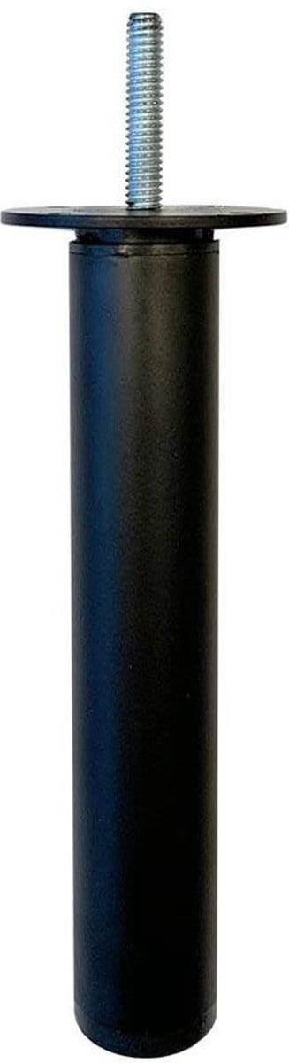FLE - Stalen verstelbare meubelpoot zwart rond ø 3 cm en hoogte 22 cm (M8)