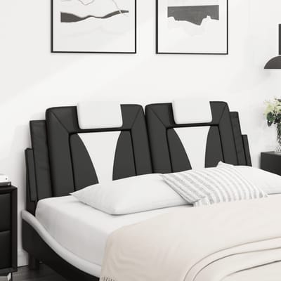 vidaXL - Hoofdbordkussen - "Viana" - 140 - cm - kunstleer - zwart - en - wit